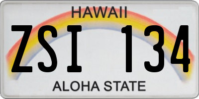 HI license plate ZSI134