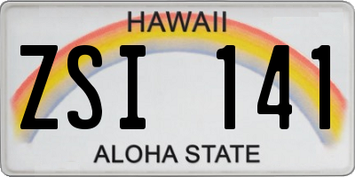 HI license plate ZSI141