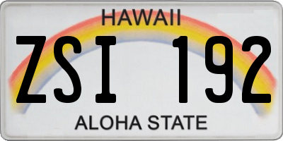 HI license plate ZSI192