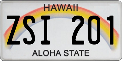 HI license plate ZSI201