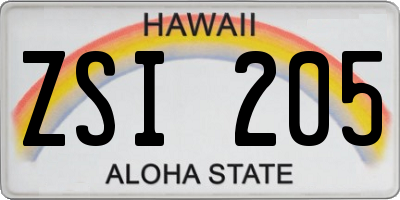 HI license plate ZSI205