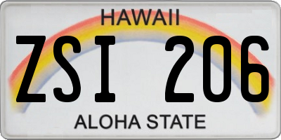HI license plate ZSI206