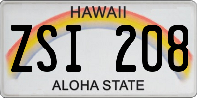 HI license plate ZSI208