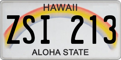 HI license plate ZSI213