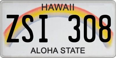 HI license plate ZSI308