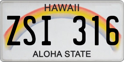 HI license plate ZSI316