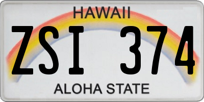 HI license plate ZSI374