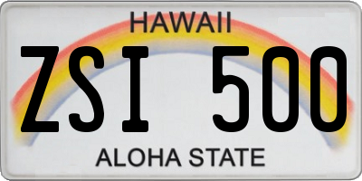 HI license plate ZSI500