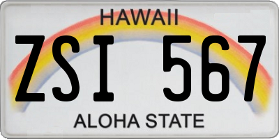 HI license plate ZSI567