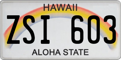 HI license plate ZSI603