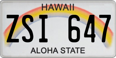 HI license plate ZSI647