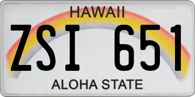 HI license plate ZSI651