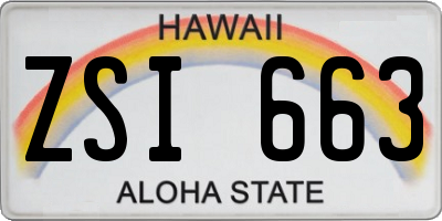 HI license plate ZSI663
