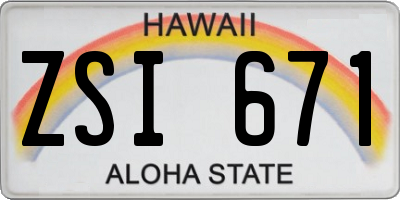 HI license plate ZSI671