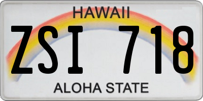 HI license plate ZSI718