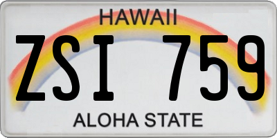 HI license plate ZSI759