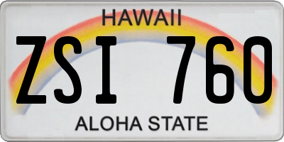 HI license plate ZSI760
