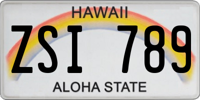 HI license plate ZSI789