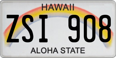 HI license plate ZSI908