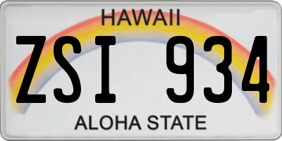 HI license plate ZSI934