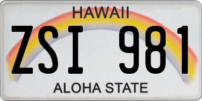 HI license plate ZSI981