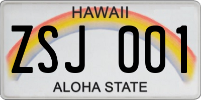HI license plate ZSJ001