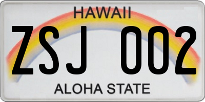HI license plate ZSJ002