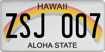 HI license plate ZSJ007
