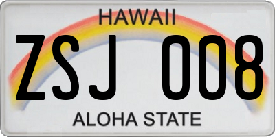 HI license plate ZSJ008