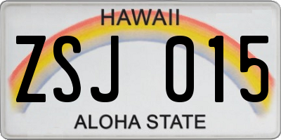 HI license plate ZSJ015