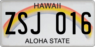 HI license plate ZSJ016