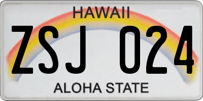 HI license plate ZSJ024