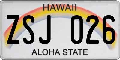 HI license plate ZSJ026
