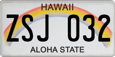 HI license plate ZSJ032