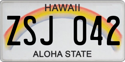 HI license plate ZSJ042