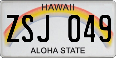 HI license plate ZSJ049