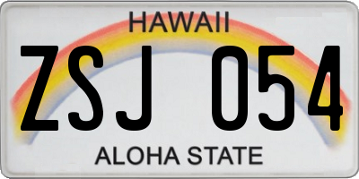 HI license plate ZSJ054