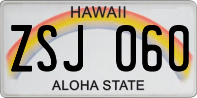 HI license plate ZSJ060