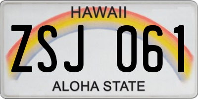 HI license plate ZSJ061