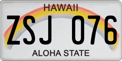HI license plate ZSJ076