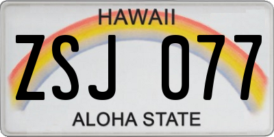 HI license plate ZSJ077