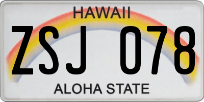 HI license plate ZSJ078
