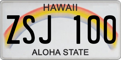 HI license plate ZSJ100