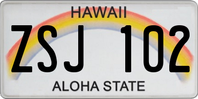 HI license plate ZSJ102