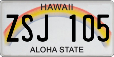 HI license plate ZSJ105