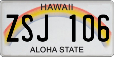 HI license plate ZSJ106