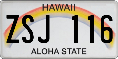 HI license plate ZSJ116