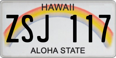 HI license plate ZSJ117