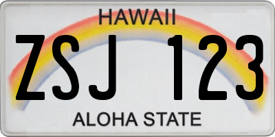 HI license plate ZSJ123