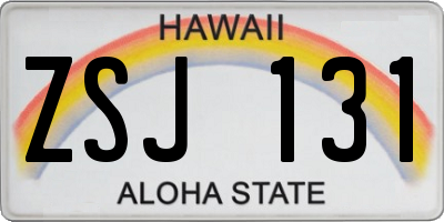 HI license plate ZSJ131